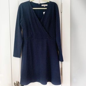 *NWT* Loft Navy Blue Polka Dot Dress